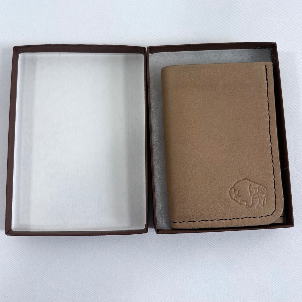 TLS Wallets Trifold Wallet Saddle Tan Buffalo Leather Handcrafted New wih Box‎